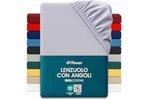 FLOWEN Lenzuola con Angoli Matrimoniale 160x190 cm Grigio Chiaro in 100% Puro Cotone per Materasso fino a 30cm Tessuto Anti-Acaro e Traspirante di Alta Qualità Morbido Durevole e Lavabile in Lavatrice