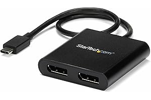 StarTech.com Adapter USB-C na DisplayPort 1.2 Podwójny, Hub MST USB Type-C, podwójny rozdzielacz DP 4K 30Hz/1080p 60Hz, wbudowany bardzo długi kabel, tylko dla Windows (MSTCDP122DP)
