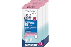 tetesept Kids Hautwohl Bad med 25 ml – Medizinischer Badezusatz mit Mandelöl und 0% Parfüm – Sensitives Pflegebad bei Neurodermitis und für Kinder ab 1 Jahr geeignet 15 x Badezusatz je 25ml