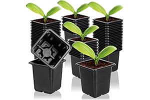 com-four® 60x Anzuchttöpfe für Pflanzen 7,5 cm - Pflanztöpfe für die Anzucht - Blumentopf für die Pflanzenzucht, Vierecktopf mit Löcher an der Unterseite (060 Stück - Anzuchttopf 7.5x8cm)