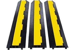 CREWORKS 3 Protectores de Cables de Suelo con 2 Canales Cubierta de Suelo para Cables 100x25x4.5cm Canaleta Pasacables de Suelo con Capaciad 5T (3x2 Canal)