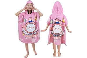 BITOYO Children's Bath Towels, Kids Hooded Towel Poncho Beach Towel Changing Robe for Swimming Pool, Microfiber Soft and Large Bathrobe for Girls Boys Children 6-14 Years Old