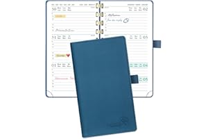 POPRUN Agenda de Poche 2024 16,5 x 9 cm - Petit Planner Semainier 12 Mois De jan 2024 à déc 2024 avec Couverture Souple Spirale, Fente Pour Carte, Papier Certifié FSC®100 g/m² - Bleu Nuit