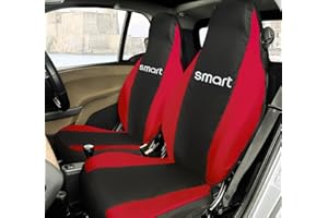 Rebeca Shop® Coprisedili Auto Compatibili per Smart | Made in Italy | Set Copri-sedile Anteriori Coppia (w450 - Prima Serie, Nero/Rosso)