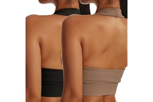 Vertvie Neckholder Sport BH Rückenfrei Fitness Bustier Damen Gepolstert Push Up BH Ohne Bügel Sport BH Top Yoga Bra Mittlerer Halt Workout