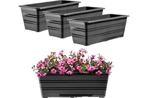 ‎KADAX KADAX Set 3x40 cm Blumenkasten Anthrazit, Balkontopf aus Kunststoff, Witterungsbeständiger Pflanz-Kasten, Blumentopf, Geländerkasten für Blumen