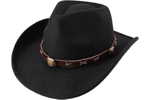 Geebuzz Men Women Cowboy Cowgirl Hat Classic Wide Brim Western Pinch Front Cowboy Hat with Belt