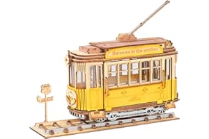 Rolife Drewniane puzzle 3D DIY Retro model samochodu drewniane modele zestawy dla dorosłych do budowy zestawów budowlanych, trampolina