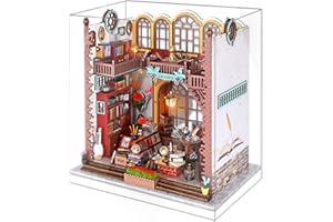 Fsolis Domek dla lalek "zrób to sam" miniaturowy zestaw z meblami, drewniany domek 3D z lampkami LED i pudełkiem muzycznym, miniaturowy zestaw do domku dla lalek