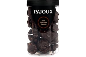 Pajoux Dark Chocolate Walnuts Hand-Dipped (Large) 200g | Dark Chocolate Covered Nuts - Dark Chocolate Coated - Walnuts - Palm Oil Free - Chocolate in a Gift Jar