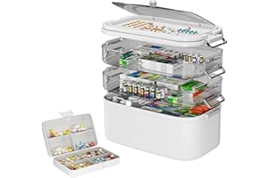 NiHome 4-Tier Medicine Box with Pill Organizer (Large)