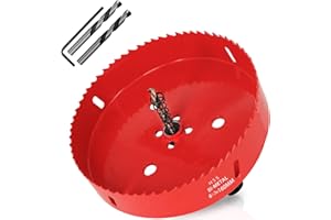 KACNON Seghe a Tazza Bi-Metallica 160 mm, M42 HSS Sega A Tazza Trapano, con Adattatore Esagonale e Punta di Centraggio, per Forare Plastica, PVC, Legno, Fibra di Legno, Metallo Dolce, Rosso