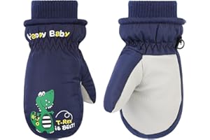 QKURT Gants de Ski Enfants, Moufles de Ski Fille Garçon Gants Chaud Hiver Moufles Coupe-Vent Respirant Snowboard pour Vélo Équitation Patinage Garçons Filles 2-6 Ans