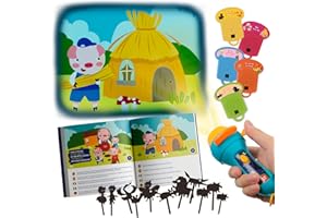 Nene Toys Libro Fiabe Interattivo con Proiettore & Ombre Cinesi per Bambini 3+ Anni - Racconti Incantevoli & Kit Teatrale - 5 Lingue - Perfetto per la Storia della Buonanotte