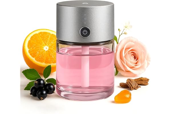 Onyvara Diffuseur Parfum Voiture Automatique - Senteur Diamant Rose - Désodorisant Voiture 80ml sans Fil - Diffuseur Huiles Essentielles Intelligent & Ultrasonique