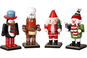 Auluda Christmas Halloween Decoration Nutcracker, Handmade Wooden Doll Figures, Festive Collectable Gift Figures, Shelves Decor Gift (Halloween Devil)