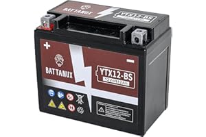 Battanux YTX12-BS Batterie et batterie pour motocyclette, scellée SLA/AGM 12V12Ah, batterie ATV/UTV/snowmobile/moto sans entretien et sans outils pour l'installation