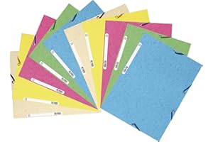 Exacompta - Réf. 55550E - Paquet de 10 chemises à élastiques - pochettes 3 rabats - en carte lustrée 400 g/m2 - dimensions 24 x 32 cm pour documents au format A4 - 5 couleurs assorties