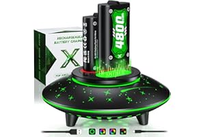 PONKOR Batteria per Xbox One/Xbox Series X/S,6 Modalità LED RGB Colorful Stazione, 2 * 4800mWh Batteria per Xbox Series X/S/Xbox One/One S/X/One Elite Controller