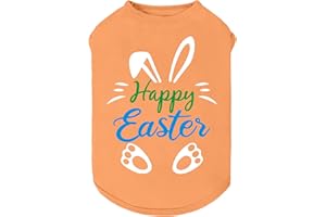 Fitwarm Happy Easter Bunny Dog Shirt, Easter Dog Clothes for Small Dogs Boy Girl, Cute Pet Outfit, Green, Blue, White, Orange, Large