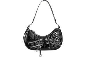 ACUYE - Borsa a tracolla Y2K hobo da donna, borsa a mezzaluna Y2K, con tracolla regolabile in pelle e maniglia superiore, pochette