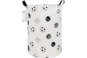 FANKANG Grand panier à linge, bac de rangement pour jouets ou vêtements, chambre, en toile, pliable, revêtement en polyéthylène étanche (football)