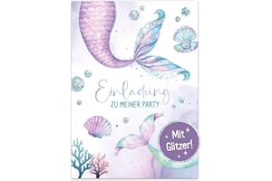 ‎HÄFFT Häfft® Lernfreunde 12 x Einladungskarten Kindergeburtstag A6 Meerjungfrau Party-Einladungen für Kinder, Geburtstags-Einladungen - nachhaltig & klimafreundlich