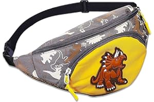 OCDSLYGB Riñonera Deportiva,Riñonera Dinosaurio Riñonera Niño Riñonera Dibujos Animados Riñonera Mujer y Hombres Moda Impermeable Nailon Riñonera Ajustable con Cierre para Caminatas,Caminar(Amarillo)