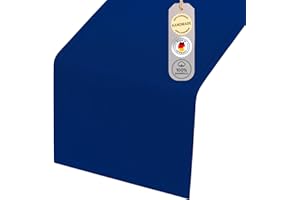 chambry Tischläufer 100% Baumwolle (Canvas) - Größe und Farbe wählbar - Handarbeit Made in Germany - nachhaltige hochwertige Tischdekoration - Blau 30cm x 140cm