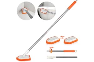 Spazzola per la pulizia della vasca e delle piastrelle 2 in 1 per doccia con manico lungo, JEHONN 2 spazzole intercambiabili per bagno, vasca da bagno, parete, pavimento