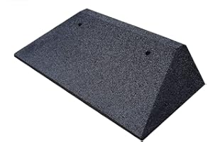 bepco Rampa para bordillos + inclinaciones en ambos lados, 50 x 25 x 8 cm de goma (negro), rampa de umbral de puerta, con arandelas para fijación