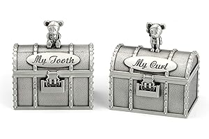 Mogokoyo Baby Tooth Storage Treasure Box, Silver 1st Tooth and Curl Organizer Set, Cute Teeth Fairy Keepsake Box for Child Kids