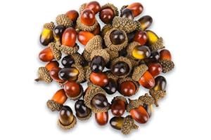 AIPAIDE 100Pcs Bellotas Artificiales, Bellota de Fruta Artificial, Bellotas de Simulación Decorativas Realista y Pequeña para Manualidades DIY Artesanía(2 Colores)