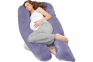 Nuliie Schwangerschaftskissen & Seitenschläferkissen U-Form mit waschbarem Bezug, Super-bequemes Komfortkissen zur Unterstützung von Rücken, Hüften und Beinen für Schwangere (Lila)