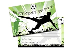 HEAWAA 20Pcs Football Party Invitations for Kids, Football Theme Birthday Party Invites Card for Girls Boys Birthday Celebration Party Supplies