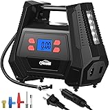 Oasser compressore Aria Portatile 12V AC/240V DC compressore Portatile da 150 PSI con 5 adattatori per ugelli, Luce a LED Ada