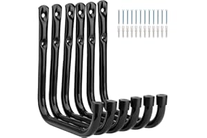 PiPaFox Crochets de garage robustes, crochet de rangement d’outils de jardin mural de 17cm pour vélo, échelle, chaise, tuyau d’arrosage, outil électrique, extérieur intérieur