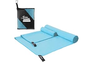 JASUEN Microfibre Towel Set- Compact Ultra light Quick Dry Towel for Travel Hiking Camping Sports Gym Beach Swimming Yoga