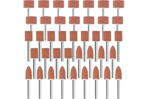 MXYVRIX 42 Piezas de Accesorios de Molienda en Piedra Abrasiva para Herramientas Rotativas, Cabezales de Pulido con Vástago de 3 mm para Trabajar Piedra, Metales y Vidrio