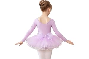HIPPOSEUS Ragazza Vestito da Balletto Tutu Body Danza Bambina Classica Balletto Abito Manica Corta, Y-04WDM