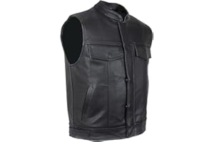 EURO STARS Rocker Biker Motorrad Lederweste, Herren Leder Kutte für Choppers, Rockers