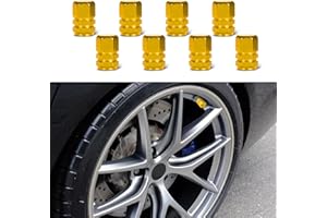 deemars 8 Pack Tapas de Válvula para Llantas de Coche, Tapas de Válvula de Rueda de Coche Impermeables, Tapones de Válvula de Plástico con Sello de Goma Universal para Camión Motocicleta (Oro)
