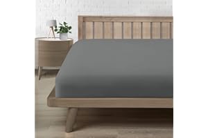 POLIGINO Drap Housse 120x190, Drap Housse 120x200 Bonnet 30 cm 2 Personnes, Microfibre Confortable et Respirant Housse Matelas Gris foncé