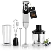 5-in-One Submerged Portable Mixer Upgraded by Megawise Pro Titanium, Powerful Copper Motor with 80% Sharp Blades, 12 Speed Ro