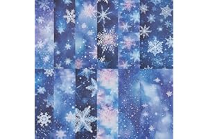 craspire 24 Feuille de Papier de Scrapbooking Texturé Décoratif pour Loisirs Créatifs Flocons de Neige Glace d'hiver 6x6 po pour Agenda Emballage Fabrication de Cartes Pliées Papier Cartonné Cadeau