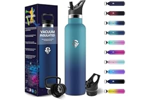 HoneyHolly Borraccia Termica 1 Litro, Senza BPA, Bottiglia Termica, Sottovuoto a Doppia Parete, Borracce Termiche, 18/8 Acciaio Inox, Borraccia Acciaio, con Cannuccia, Termos per Palestra, Sport, Bici