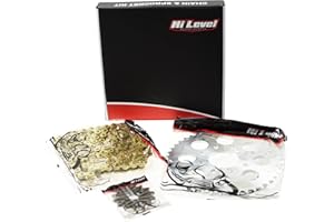Hi Level chain & sprocket kit compatible with/replacement for Honda XL125V 2001-2011 includes 520H-110, 520 pitch, 110 link, heavy duty gold chain and sprocket with 14 teeth front, 44 teeth rear
