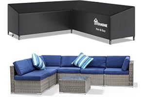 YITAHOME V-Shape Garden Furniture Covers Waterproof with 2 Air Vent, 255 x 255 x 87cm, 210D Heavy Duty Oxford Fabric Patio Furniture Covers with 6 Velcro & Storage Bag for Outdoor Table Chair