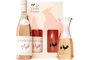 BEAMS INTERNATIONAL La Vieille Ferme Rose Wine Gift Set – Chicken Wine, Official Licensed Luxury Rosé Wine Bottle 750 ml & Carafe, Elegant Wine Gifts for Women, Birthday - Premium Alcohol Set, Ladies, Mum, Christmas