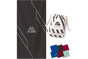 ALP & ACT Toalla de Microfibra para Deporte y Fitness - 100% reciclada – Extra COMPACTA y Absorbente – Ideal para Gimnasio, Yoga o Sauna – Toalla Deportivo de Secado rápido - Gris Piedra, 180x90